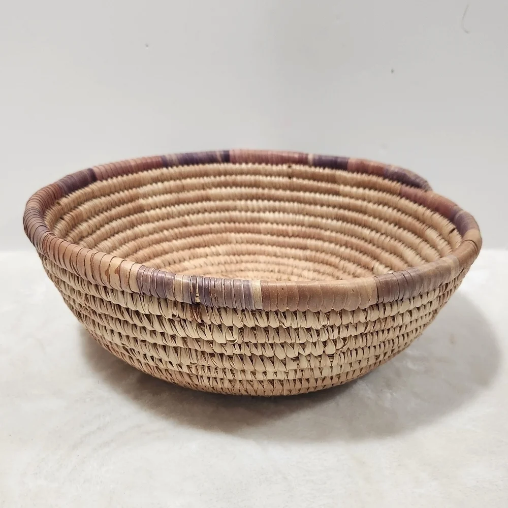 Boho Natural Woven Coiled Reed Grass Handmade Wall Art Decor And Basket - Picture 9 of 11